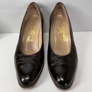 Salvatore Ferragamo Women's Dark Brown Leather Heels